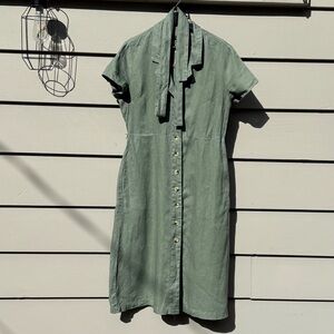 Quince Sage Green Midi Dress with Buttons